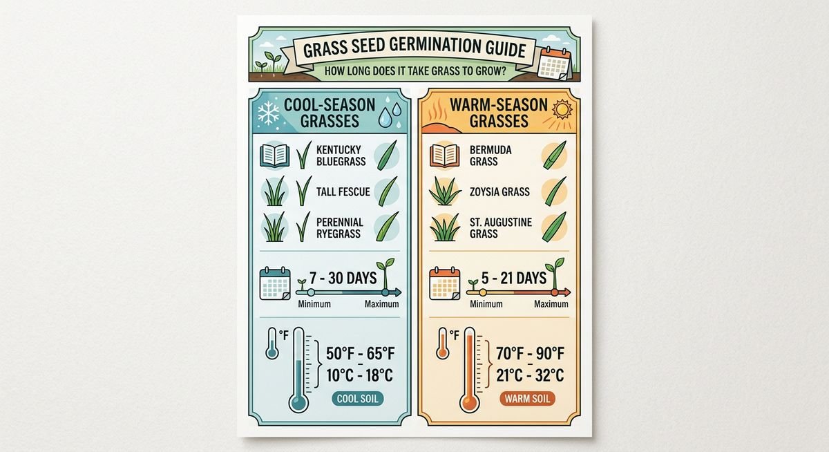 germination timeline by grass type with soil temperature thresholds