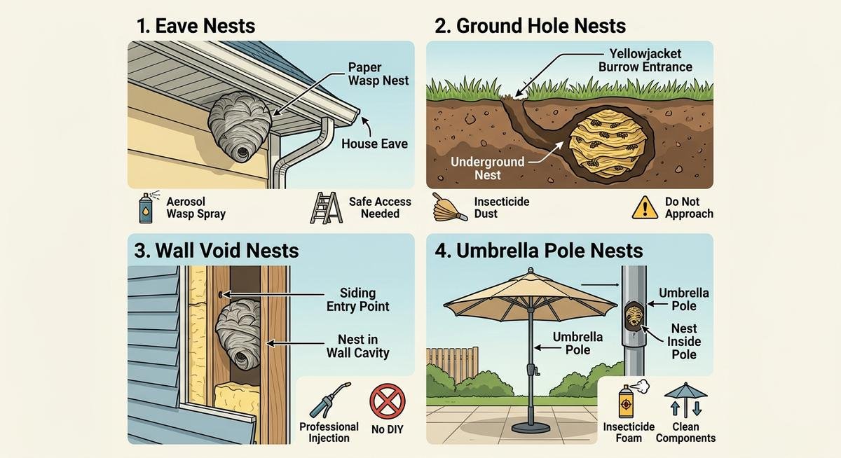 how to remove wasp nests by location