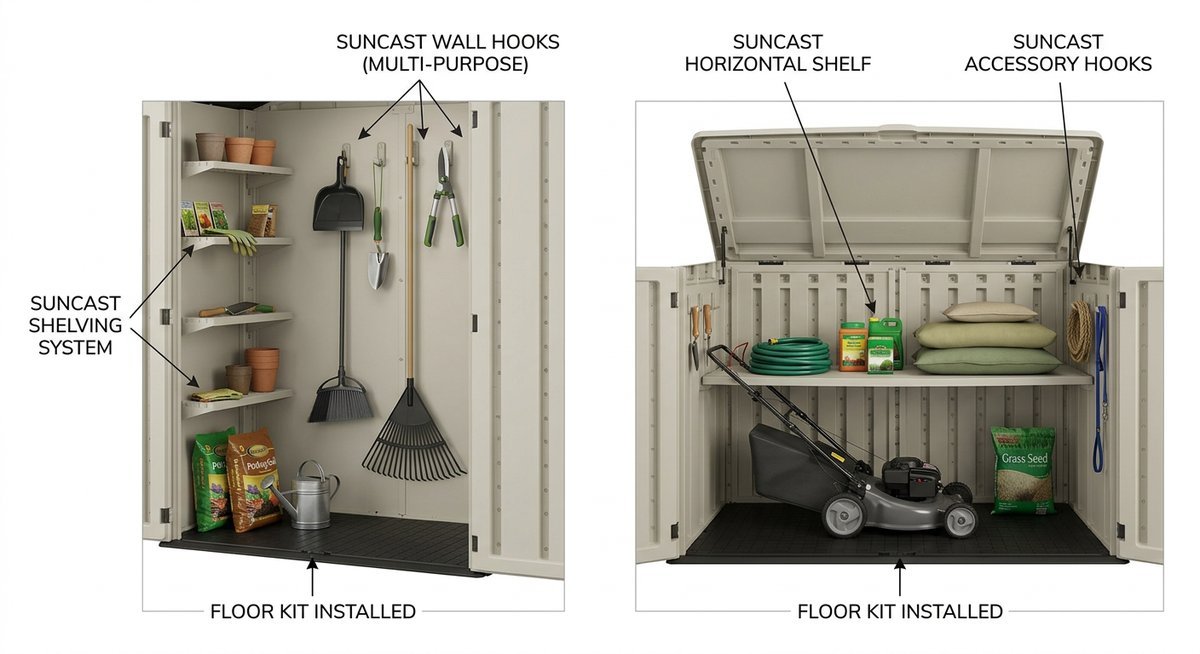 suncast shed accessories by type vertical horizontal and outdoor