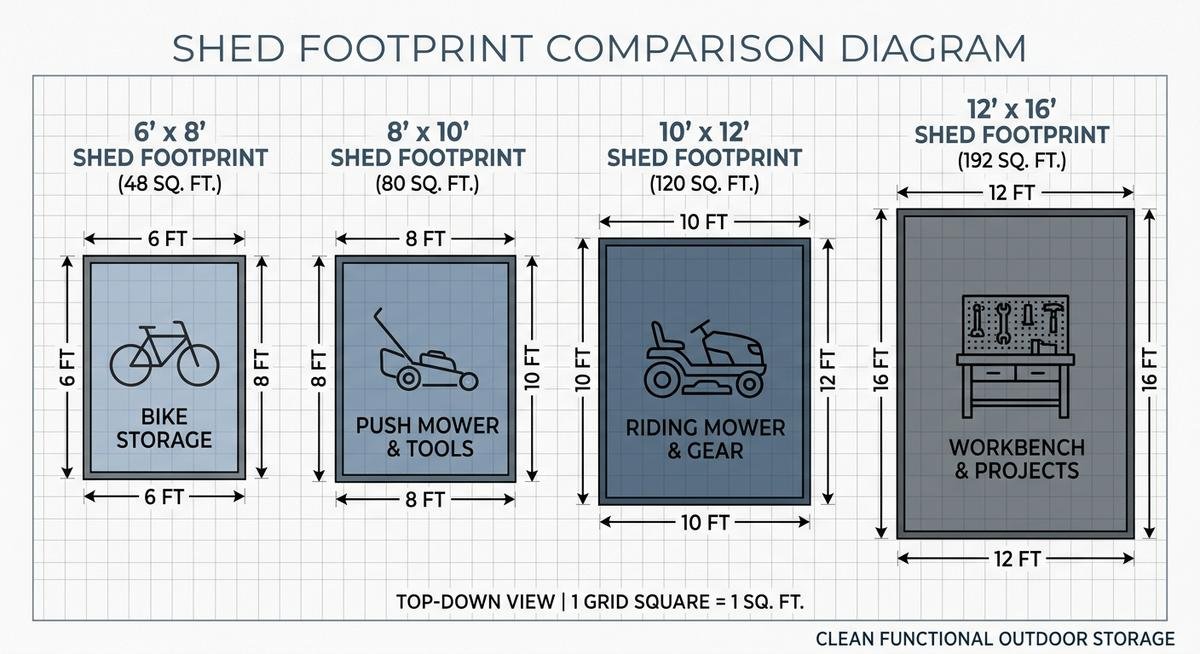 storage shed size guide choosing the right footprint